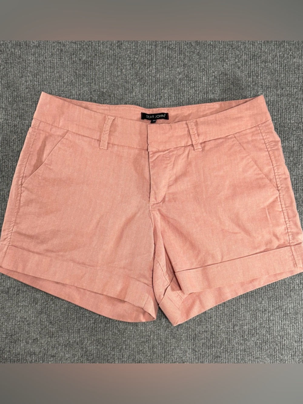 Dear John Herringbone Chino Shorts 30 Pink Salmon Coastal Chic American Classic